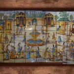 Mozai na kojem se nalaze prikazi sa španskog dvora na kojem se nalaze domorodci iz Južne Amerike.