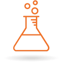 Narandžasta linijska ikonica sa menzurom koja simbolizuje da proizvod nema veštačkih dodataka.