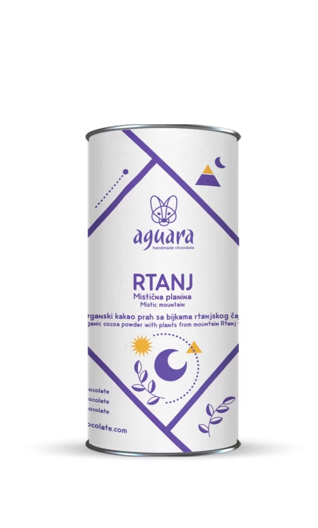 Aguara organski kakao prah “Rtanj” sa sušenim biljkama planine Rtanj, za pripremu toplog kakao napitka.